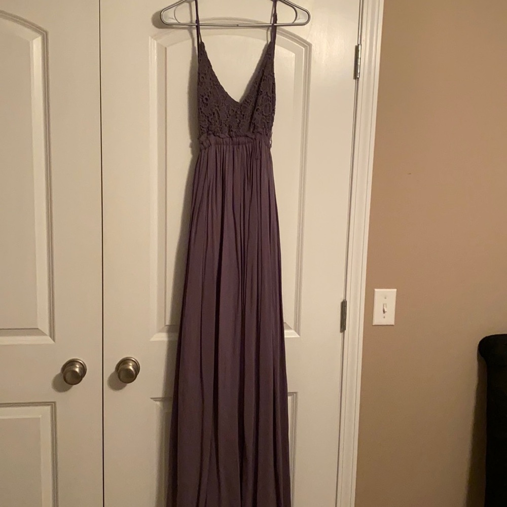 Grey Open Back Maxi Dress